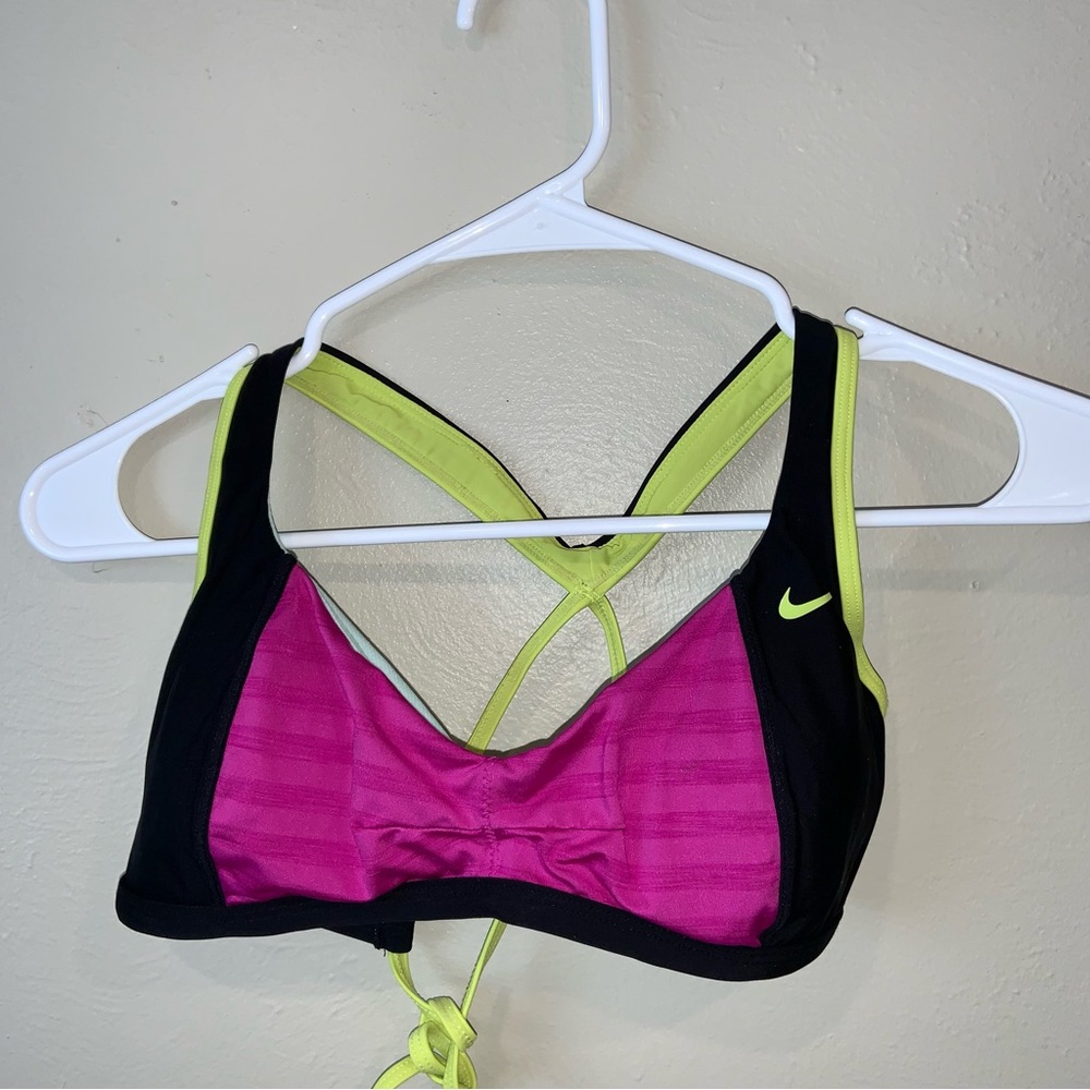 Nike pink & black padded bikini top 8